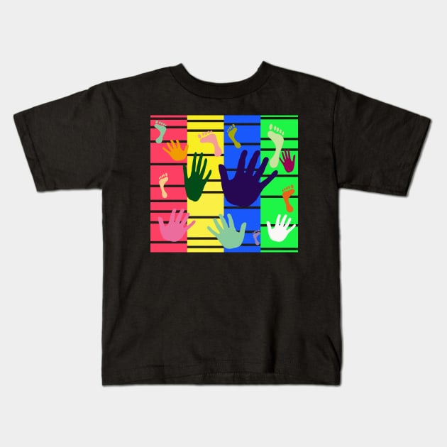 Colorful Hands and Foot Kids T-Shirt by werdanepo